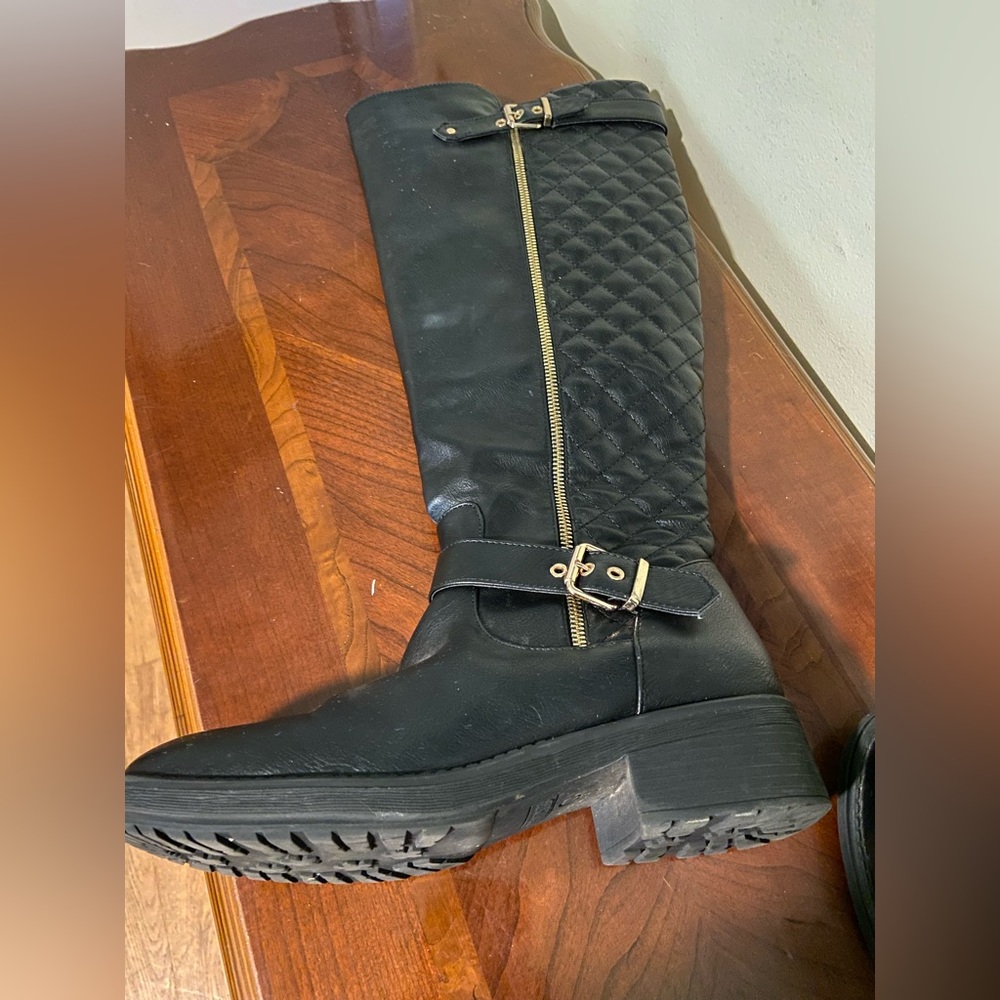Dream Pairs Black Quilted Over the Knee Boots wid  Calf